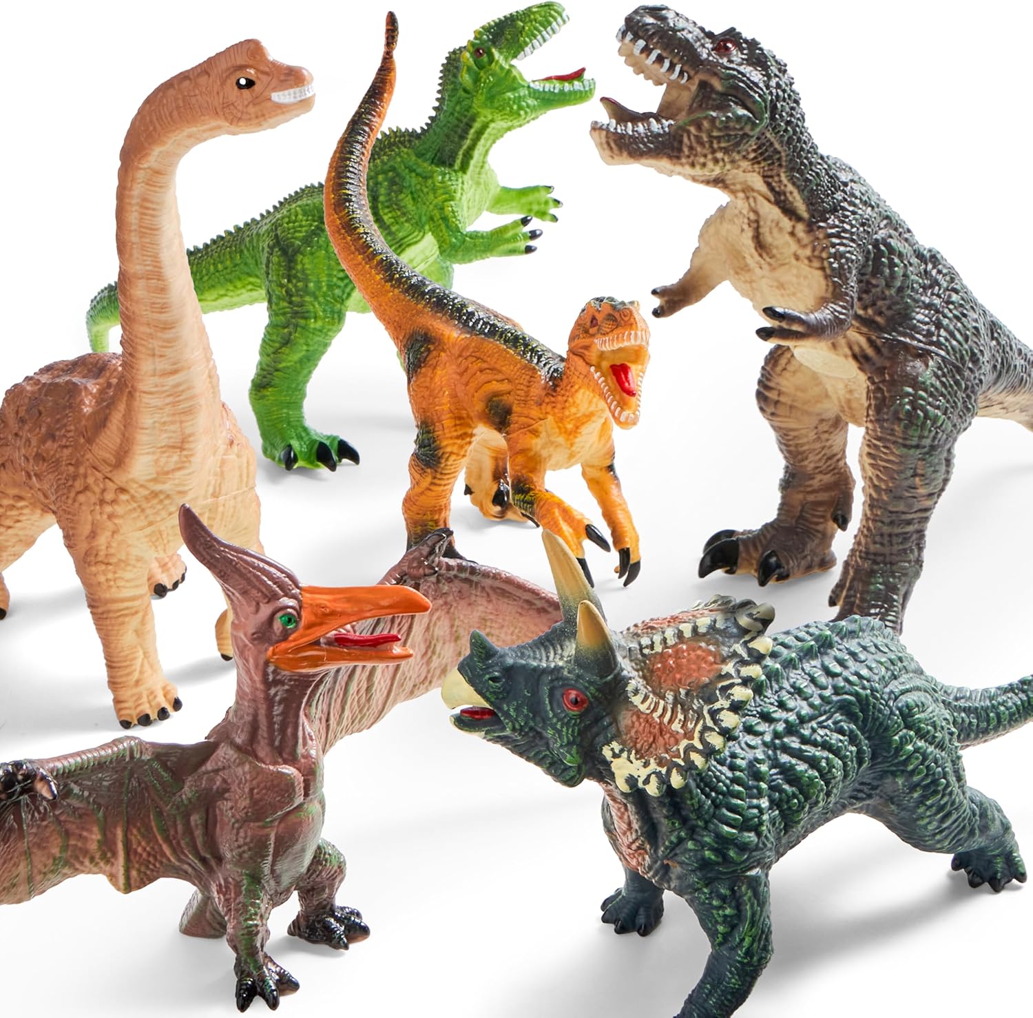 JOYIN Big Dinosaur Toys for Toddlers, 6 Piece Large Soft Dinosaur Figures with an Educational Book, Realistic Dinosaur Toys for Kids Ages 1 2 3 4 5, Jumbo Dinosaur Toys for Boys and Girls Gift-7