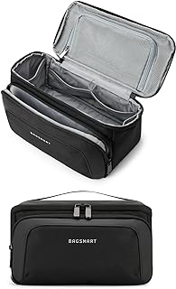 BAGSMART Toiletry Bag for Men, Wide Opening Travel Bag for Toiletries, Dopp Kit Water Resistant Shaving Hygiene Bag for Bathroom Shower, Toiletries Accessories,Travel Essentials-Black