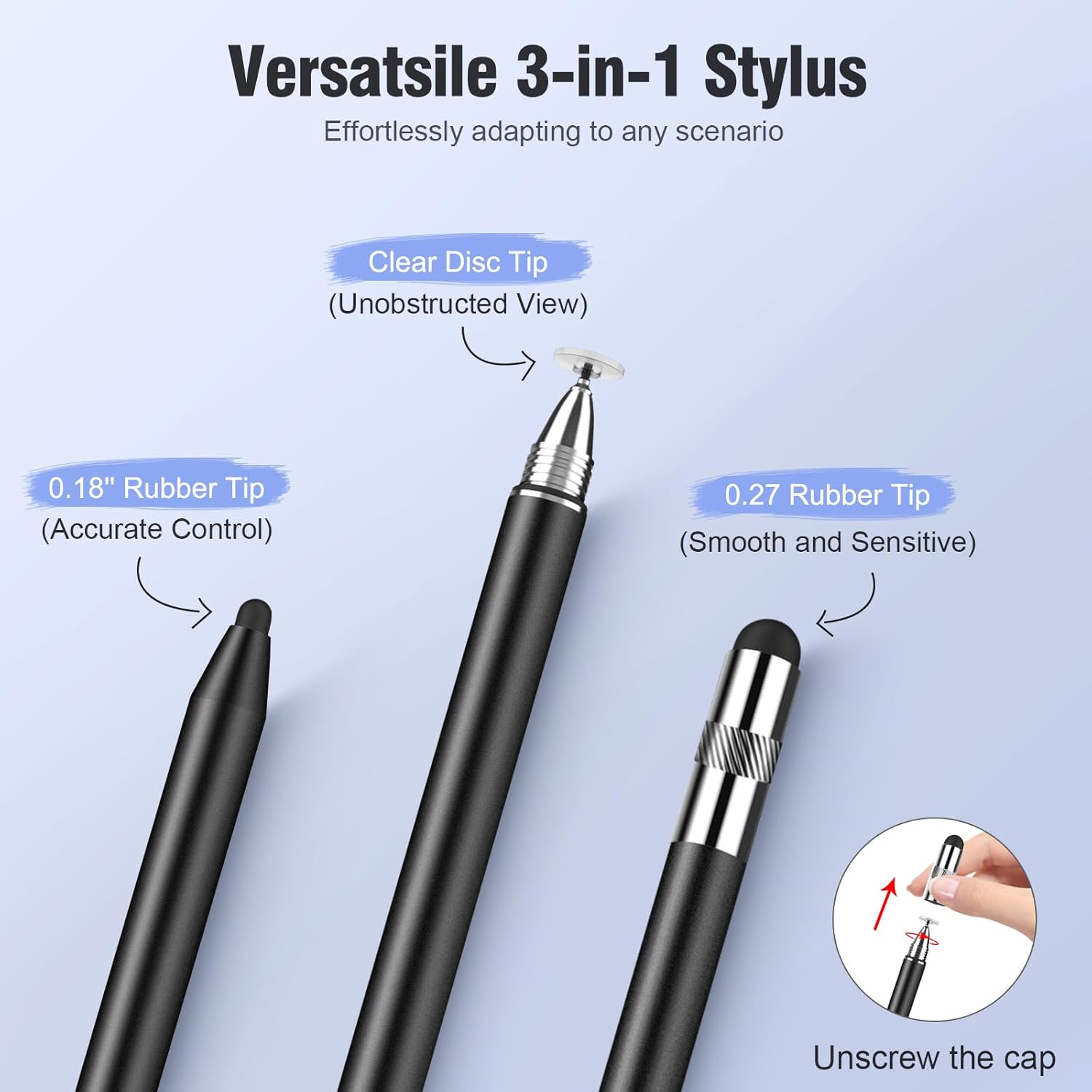 Stylus Pens for Touch Screens, MEKO 3 in 1 High Sensitivity & Precision Capacitive Stylus for Apple iPad iPhone Tablets Samsung Galaxy All Universal Touchscreen Devices (4 Pack)-0