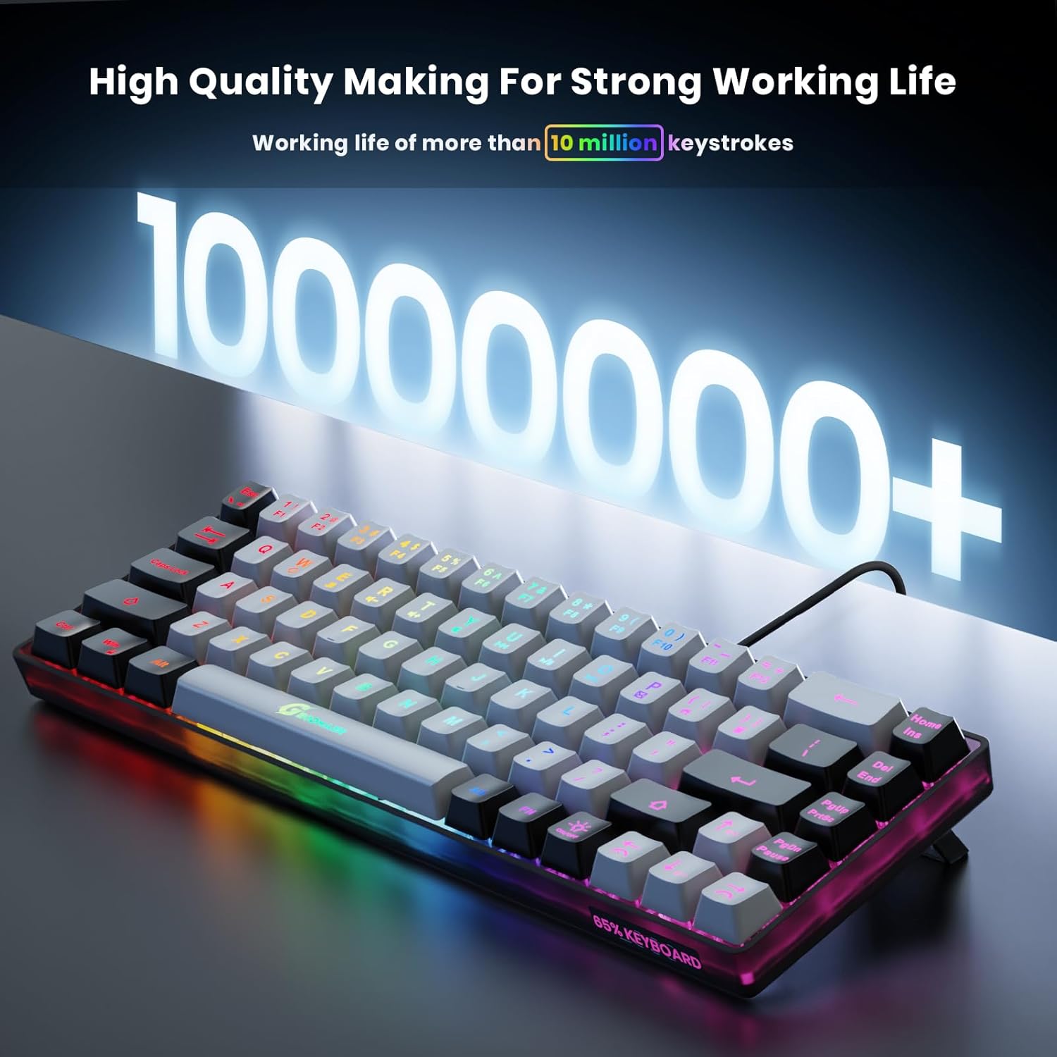 65% Gaming Keyboard, Wired Backlit Mini Keyboard, Ultra-Compact Anti-Ghosting No-Conflict 68 Keys Membrane Gaming Wired Keyboard for PC Laptop Mac Gamer-2