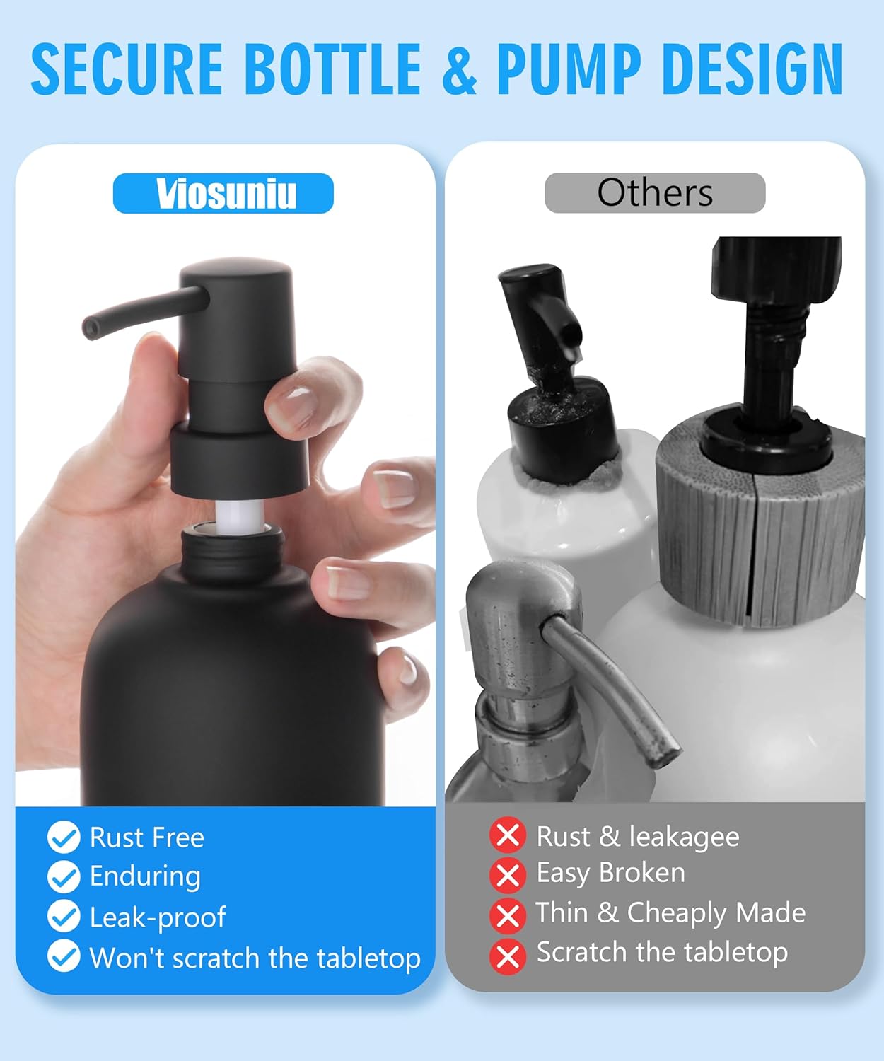 Ceramic Soap Dispenser - Elegant Hand Soap Pump with 4 Labels (Soap, Dishes, Lotion, Hands) - Durable & Stylish Ceramic Design for Kitchen & Bathroom, Refillable Liquid Soap dispenser (Black)-4