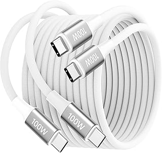 Highwings 100W USB C Cable (6.6ft, 2-Pack) for MacBook Pro/Air (2023-2018), iPhone 15 Pro Max, iPad Pro/Air/Mini 6th, Galaxy S23, Type-C Fast Charging Cord Nylon Braided