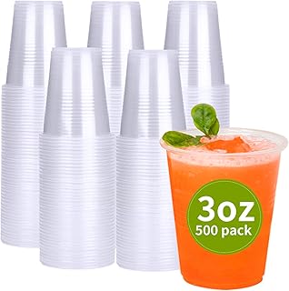 RACETOP 500 Pack 3 oz Plastic Cups, Small Disposable Bathroom Cups 3 oz, 3 Ounce Clear Plastic Mouthwash Cups for Tasting, Drinking and Party