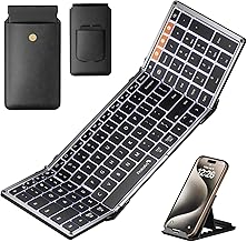 ProtoArc Backlit Foldable Keyboard, XK01 Plus Folding Portable Bluetooth Keyboard for Travel, Full Size External Wireless Keyboard with Backlight for iPad Tablet Smartphone Laptop PC