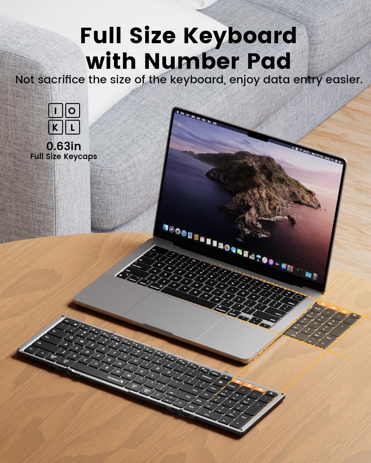 ProtoArc Backlit Foldable Keyboard, XK01 Plus Folding Portable Bluetooth Keyboard for Travel, Full Size External Wireless Keyboard with Backlight for iPad Tablet Smartphone Laptop PC-6