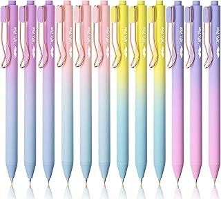 Mr. Pen- Retractable Gel Pens, 12 Pack, Black Ink Gel Pens Fine Point 0.5mm, Gradient Barrel, Fast Dry, Retractable Pens, Gel Ink Pens, Aesthetic Pens for Journaling Fine Tip Pens