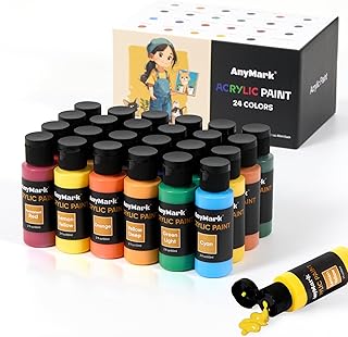 Acrylic Paint, 24 Colors Acrylic Paint Set, 2 fl oz/60ml Bottles, Non Toxic Art kit Painting Supplies for Kids Adults Canvas,Rock,Wood