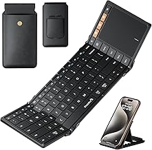 ProtoArc Foldable Keyboard with Touchpad, XK01 TP Folding Portable Keyboard, Full Size Keys, Large Trackpad Bluetooth Travel Keyboard for iPad, iPhone, Laptop PC Tablets -Black