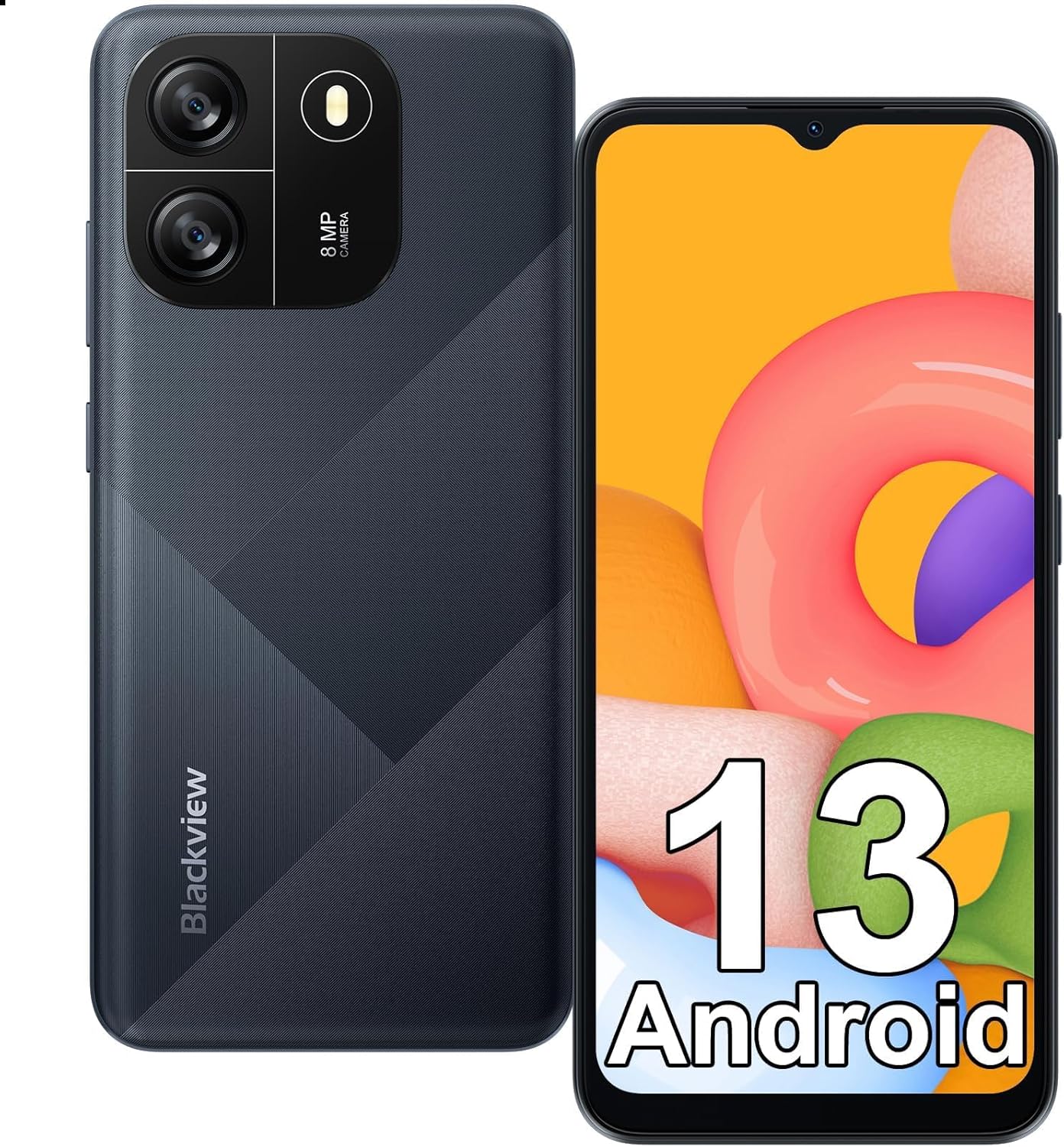 Blackview Wave 6C Android Phone Unlocked, Android 13 Cellphone, Octa-Core 5100mAh Unlocked Phone, 6.52" HD+, 4GB+32GB/SD 1TB, 8MP+5MP Smartphones, 4G Dual T-Mobile, Face ID, GPS/OTG, 3.5mm Headjack-0