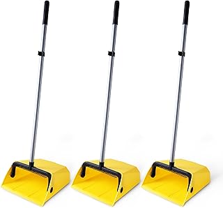 Yocada Commercial Dustpan with Comb Outdoor Indoor for Courtyard Garage Lobby Mall Market Floor Home Kitchen Room Office Pet Hair Rubbish 3PCS