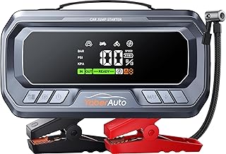 YaberAuto Portable Car Jump Starter with Air Compressor 160PSI, 6000A 65W Charging Car Battery Jump Starter Battery Pack (All Gas/12L Diesel) Jump Box Car Battery Jumper Starter Portable, 600lm Lights