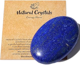 MAIBAOTA 2.4" Large Lapis Lazuli Crystal Stone Polished Palm Stone Healing Crystals 0.7" Thick Natural Reiki Gemstone Worry Stone Energy Balancing Anxiety Stress Relief Meditation 1 Pc