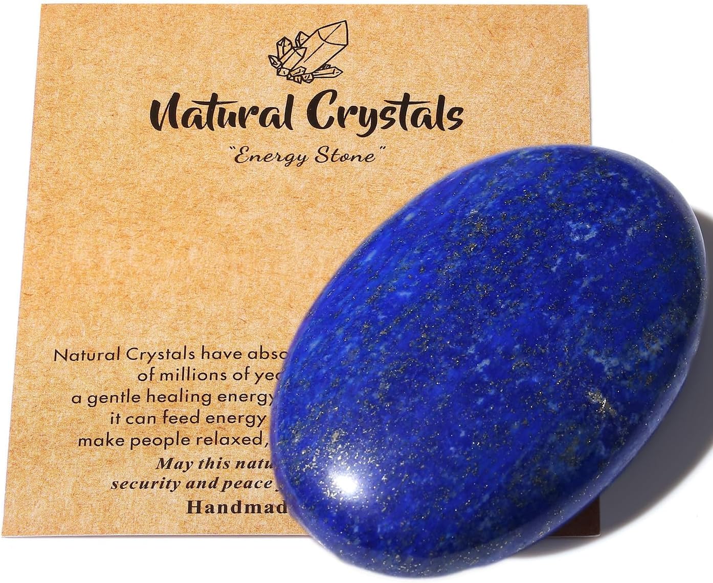 MAIBAOTA 2.4" Large Lapis Lazuli Crystal Stone Polished Palm Stone Healing Crystals 0.7" Thick Natural Reiki Gemstone Worry Stone Energy Balancing Anxiety Stress Relief Meditation 1 Pc-0