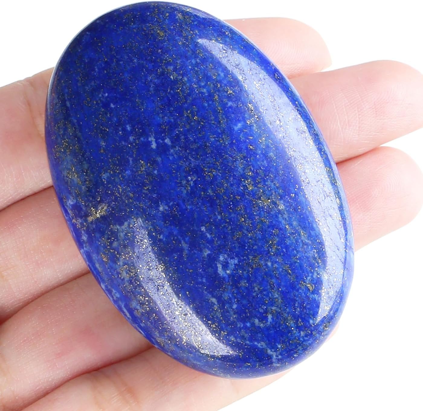 MAIBAOTA 2.4" Large Lapis Lazuli Crystal Stone Polished Palm Stone Healing Crystals 0.7" Thick Natural Reiki Gemstone Worry Stone Energy Balancing Anxiety Stress Relief Meditation 1 Pc-1