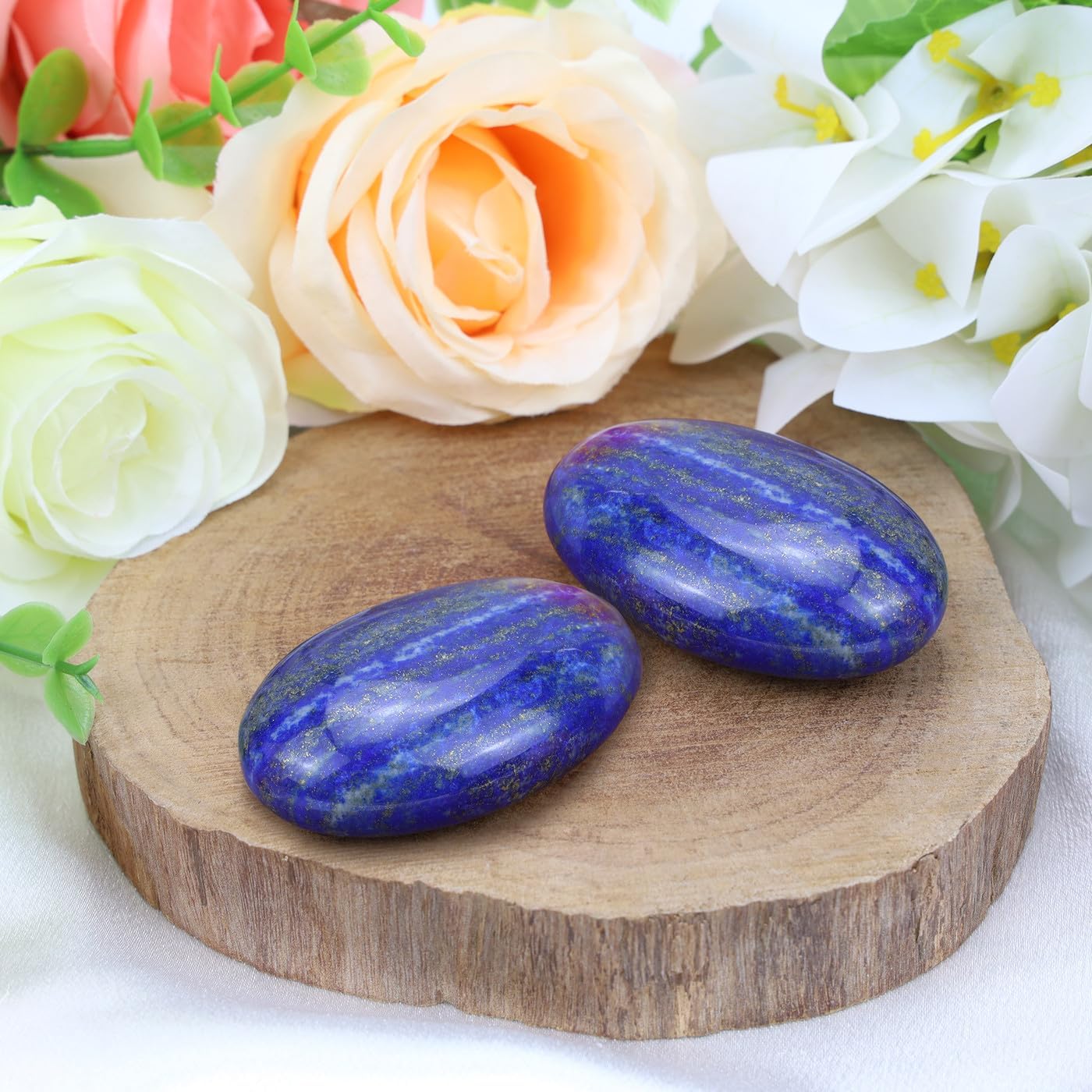 MAIBAOTA 2.4" Large Lapis Lazuli Crystal Stone Polished Palm Stone Healing Crystals 0.7" Thick Natural Reiki Gemstone Worry Stone Energy Balancing Anxiety Stress Relief Meditation 1 Pc-2