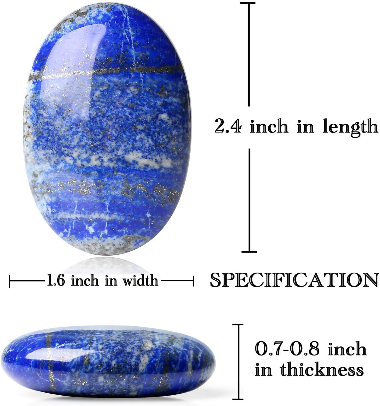 MAIBAOTA 2.4" Large Lapis Lazuli Crystal Stone Polished Palm Stone Healing Crystals 0.7" Thick Natural Reiki Gemstone Worry Stone Energy Balancing Anxiety Stress Relief Meditation 1 Pc-4