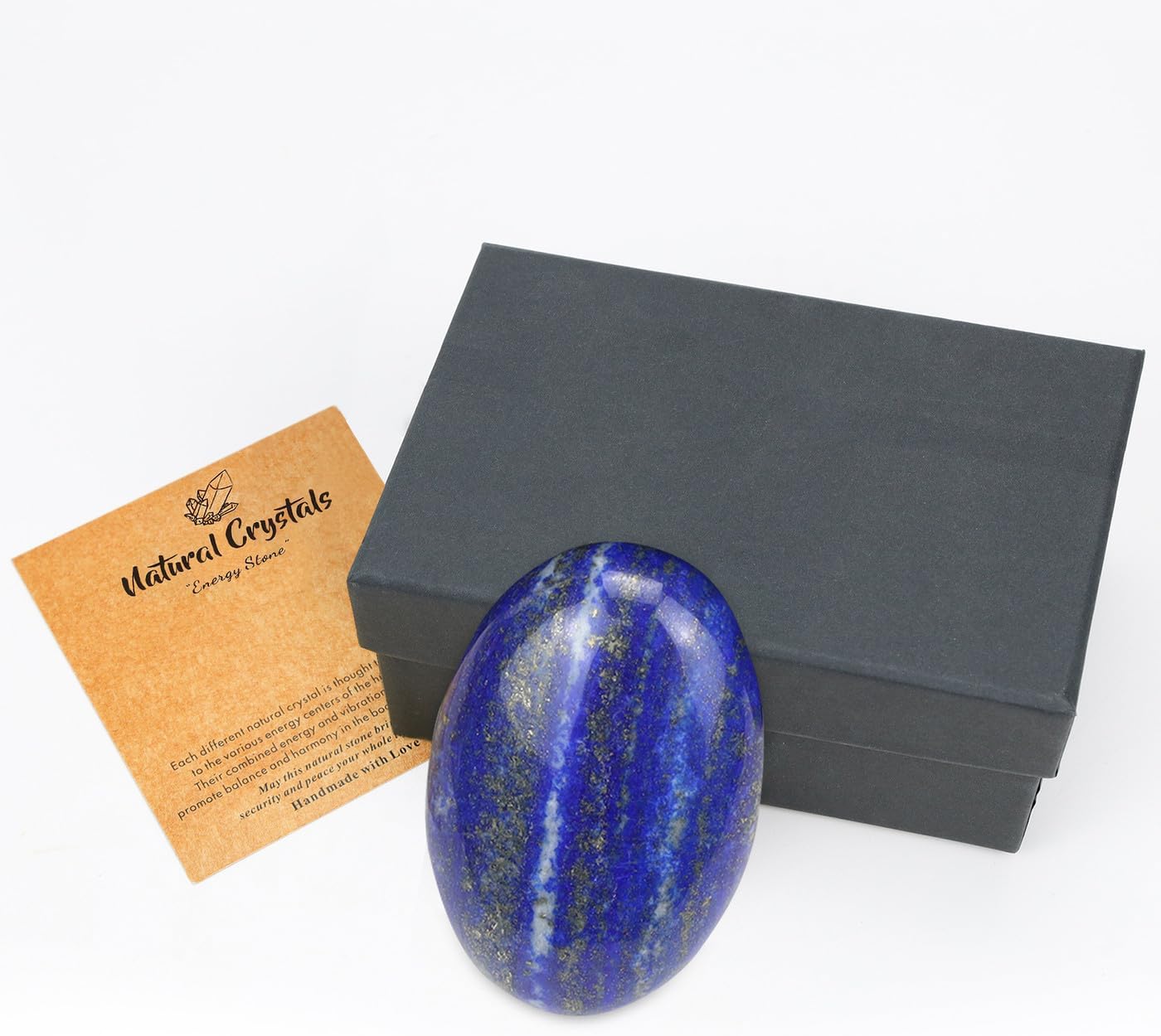 MAIBAOTA 2.4" Large Lapis Lazuli Crystal Stone Polished Palm Stone Healing Crystals 0.7" Thick Natural Reiki Gemstone Worry Stone Energy Balancing Anxiety Stress Relief Meditation 1 Pc-5