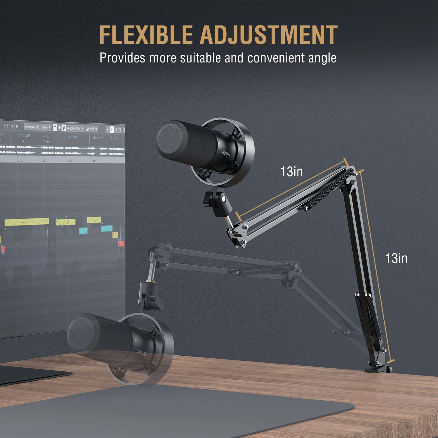 FIFINE K688 Podcast Microphone Kit, USB/XLR Dynamic Microphone with Boom Arm for PC/XLR Mixer, Gaming Mic with Mute Button, Headphone Jack for Vocal, Voice-Over, Streaming, Music Recording -K688CT-6