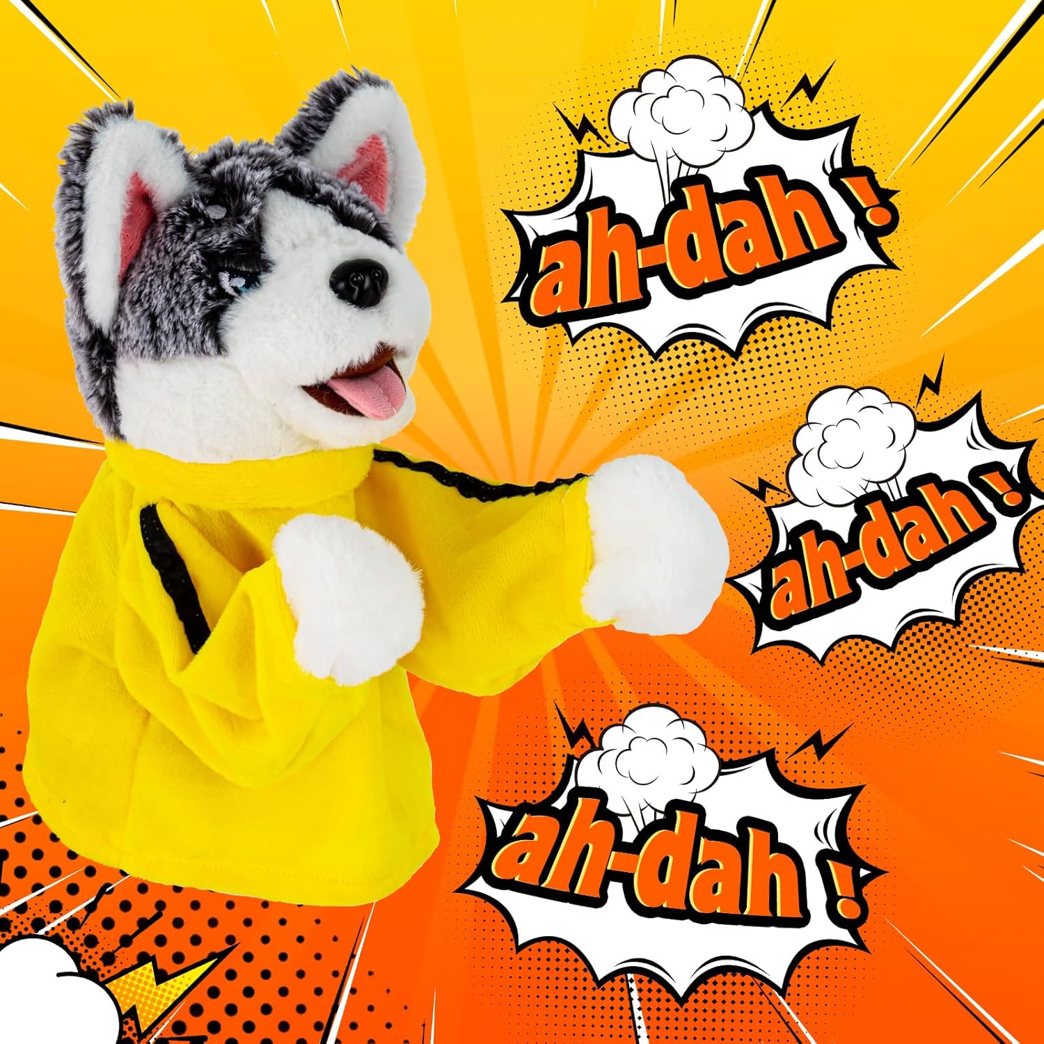 Ayeboovi 2024 Funny Gifts Hand Puppet Prank Stuff Boxing Husky Animal Toy, Gag Gifts for Adults Interactive Kung Fu Husky Hand Puppet, Plush Toy for Kids' Creative Play and Motor Skills Development-1