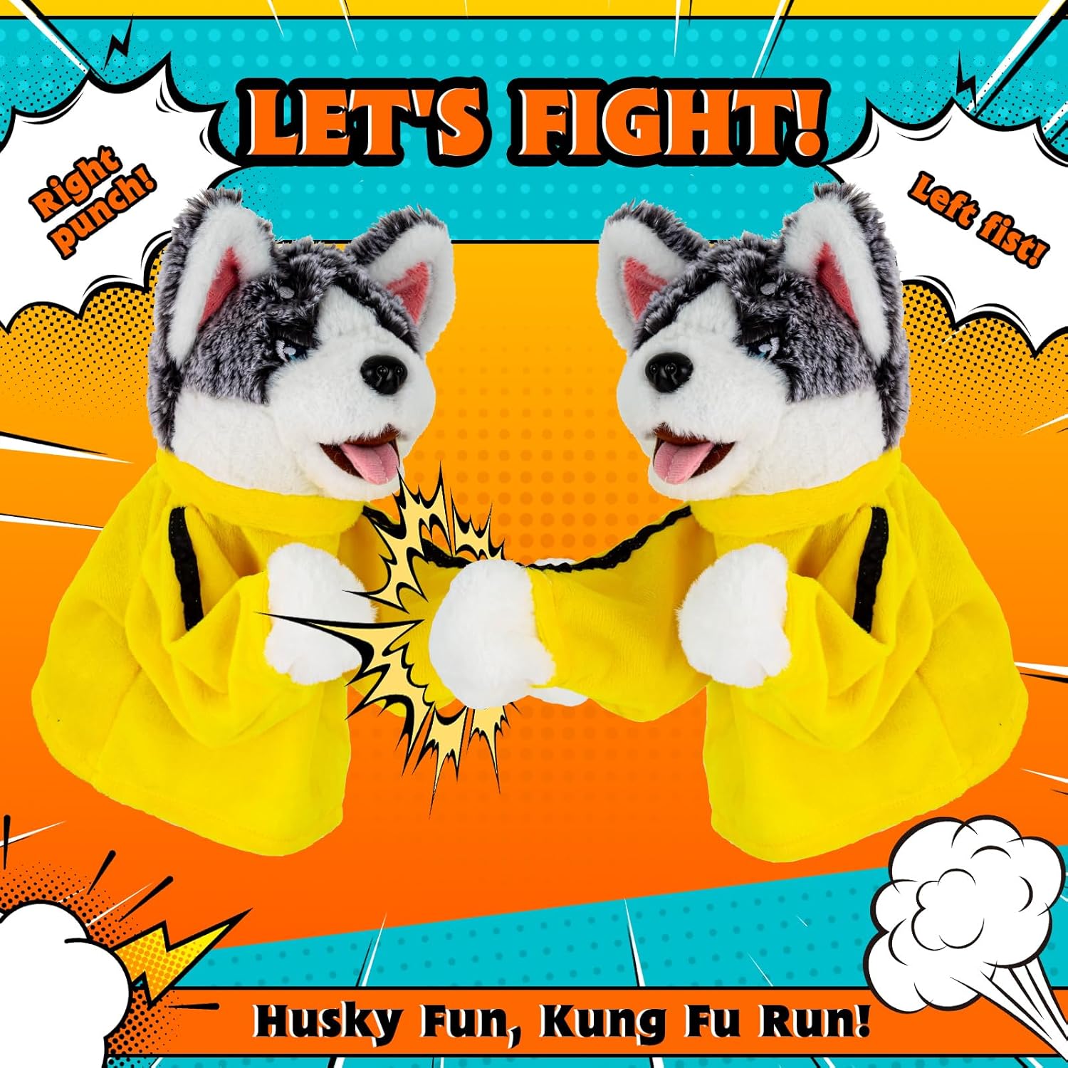 Ayeboovi 2024 Funny Gifts Hand Puppet Prank Stuff Boxing Husky Animal Toy, Gag Gifts for Adults Interactive Kung Fu Husky Hand Puppet, Plush Toy for Kids' Creative Play and Motor Skills Development-2