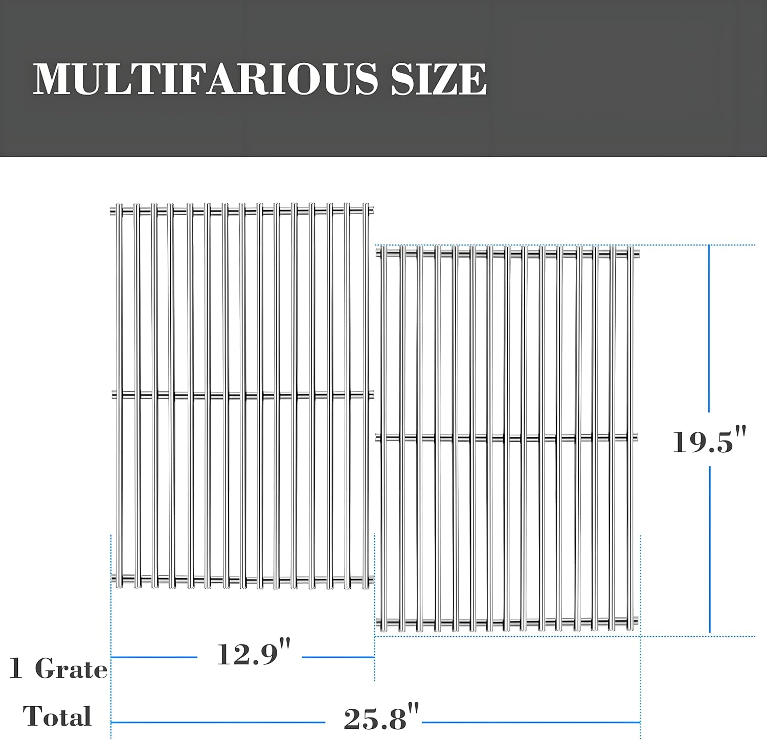 19.5'' Cooking Grates Replace for Weber Genesis Grill Grates, Fits Weber Genesis 300 Series E/S/EP/CEP 310 320 330 Grill Parts, Replacement Parts for Weber W7528/7524-1