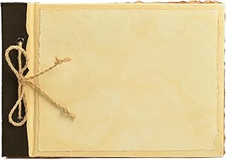 LEATHER VILLAGE Scrapbook Album - 100 Pages - 9.5 x 6.5 Inch - Vintage - Deckle Edges Cotton Watercolor Blank Paper - Photo Album, Memory Book, Scrapbooking