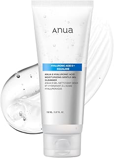 ANUA Moisturizing Gentle Gel Cleanser, Hyaluronic Acid, Squalane, Ceramide, Foaming Facial Korean Cleanser, pH Balance, Daily Hydrating Face Wash, Korean Skincare (150ml/5.07fl oz.)