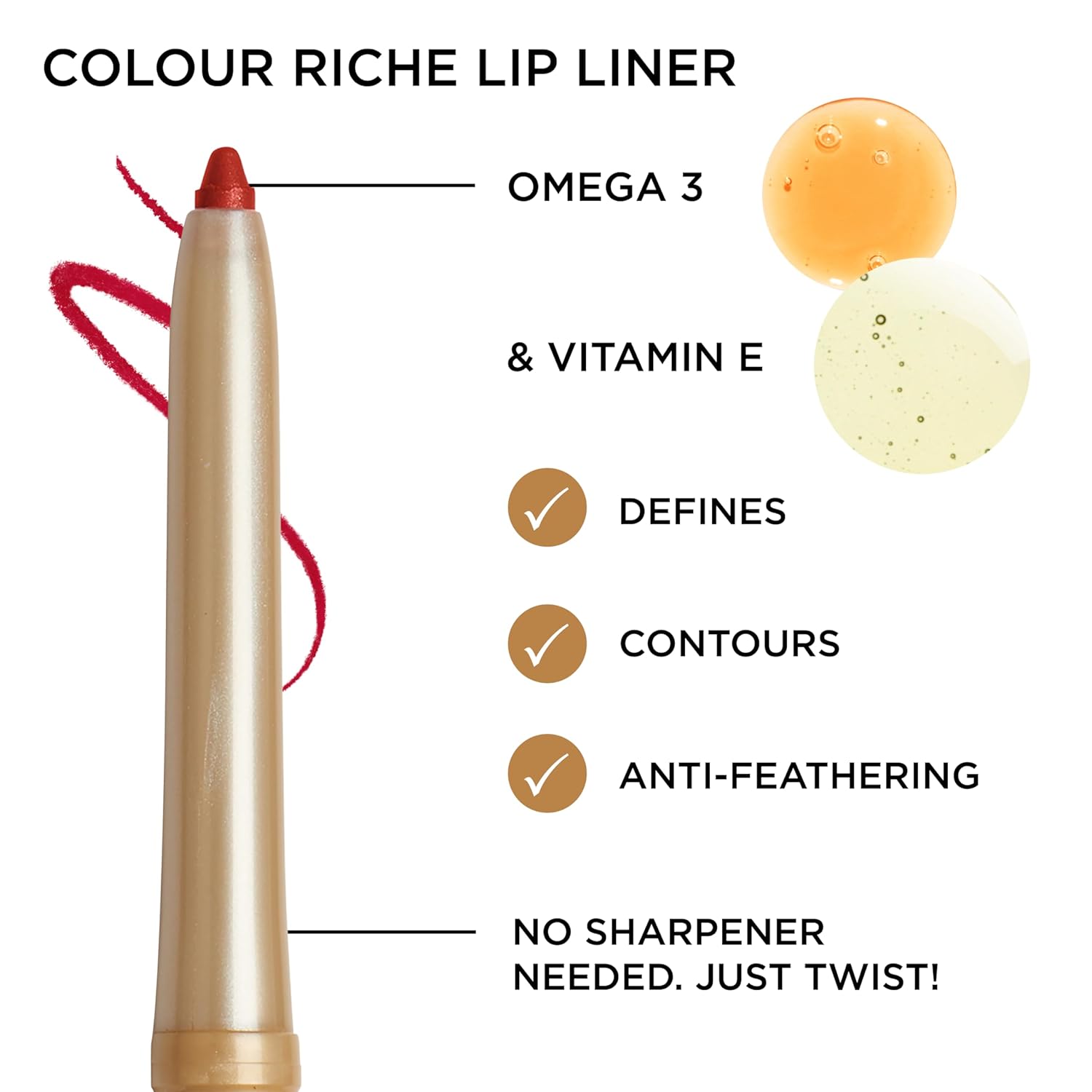 L'Oreal Paris Colour Riche Lip Liner Pencil, Creamy Lip Liner with Omega 3 and Vitamin E, 601 Worth It (Pinky Nude)-3