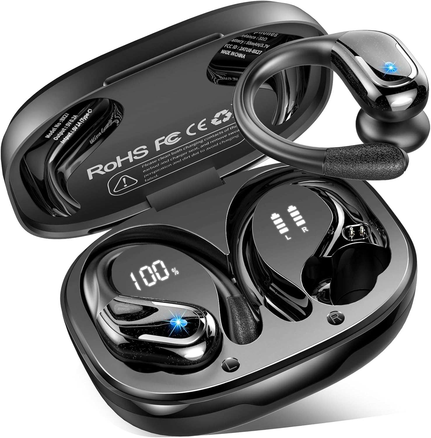 Wireless Earbuds Sport, Bluetooth 5.4 Headphones 2024 Bluetooth Earbuds with 75Hrs Stereo, 4 ENC Mic, Over-Ear Buds with Earhooks Noise Canceling Earphones , IP7 Waterproof Headset for Workout/Running-0