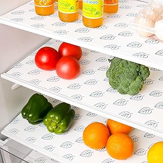 INNOLITES 6 Pack Refrigerator Liners, Non Slip Fridge Liners, 12 x 24 Inch Washable Refrigerator Shelf Liners for Glass Shelves, Premium Absorbent Fridge Mat