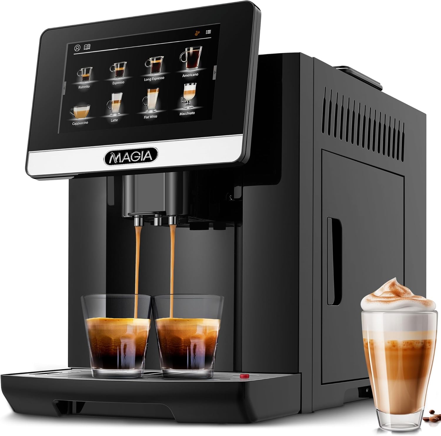 Zulay Magia Fully Automatic Espresso Machine With Grinder - 19 Customizable Coffee Options - Auto-Cleaning For Easy Maintenance - Milk-Foam System For Latte, Cappuccino, Macchiato - New Silver-0