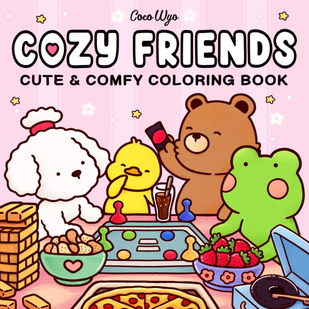 Cozy Friends: Coloring Book for Adults and Teens Featuring Super Cute Animal Characters with Easy and Simple Designs for Relaxation (Cozy Spaces Coloring)-0