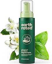 Earth Rated No-Rinse Dog Shampoo, Convenient Waterless Dog Shampoo for Cleaning, Conditioning & Detangling, for All Coat Types, Refreshing White Tea & Basil Scent, 7 oz.