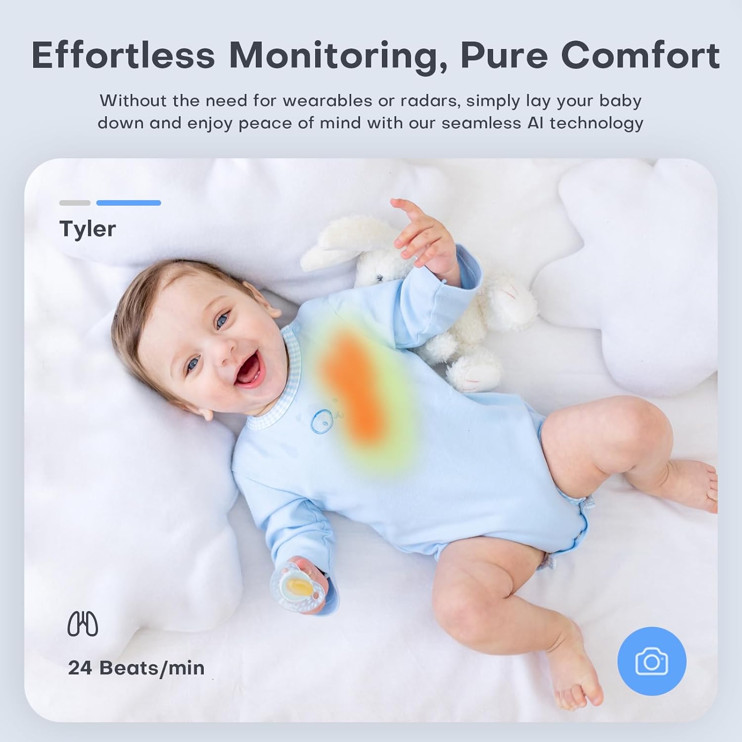 Maliton Smart Baby Monitor with Floor Stand, Baby Monitors with Camera and Audio, 2K Wi-Fi Video & Sound Camera, Sleep Cry Breathing Motion Tracker, 2-Way Audio, Night Vision AI Monitoring with App-2