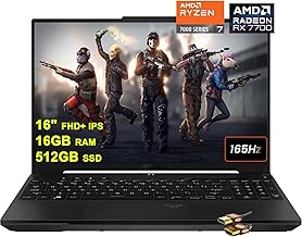 ASUS TUF Gaming A16 Laptop 16" FHD+ 165Hz 7ms 100% sRGB AMD Octa-core Ryzen 7 7735HS 16GB RAM 512GB SSD Radeon RX 7700S 8GB Graphic (>RTX4060) Backlit USB-C USB4 Fast Charging Win11 + HDMI Cable