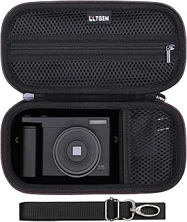 LTGEM Case Compatible with Gavonde/Duluvulu/Oiadek/AOREGRE/TEBNGIHNM/Zostuic/zheozeig 4K Digital Camera, Lens, Battery, Cable and Other Accessories with Shoulder Strap, Black