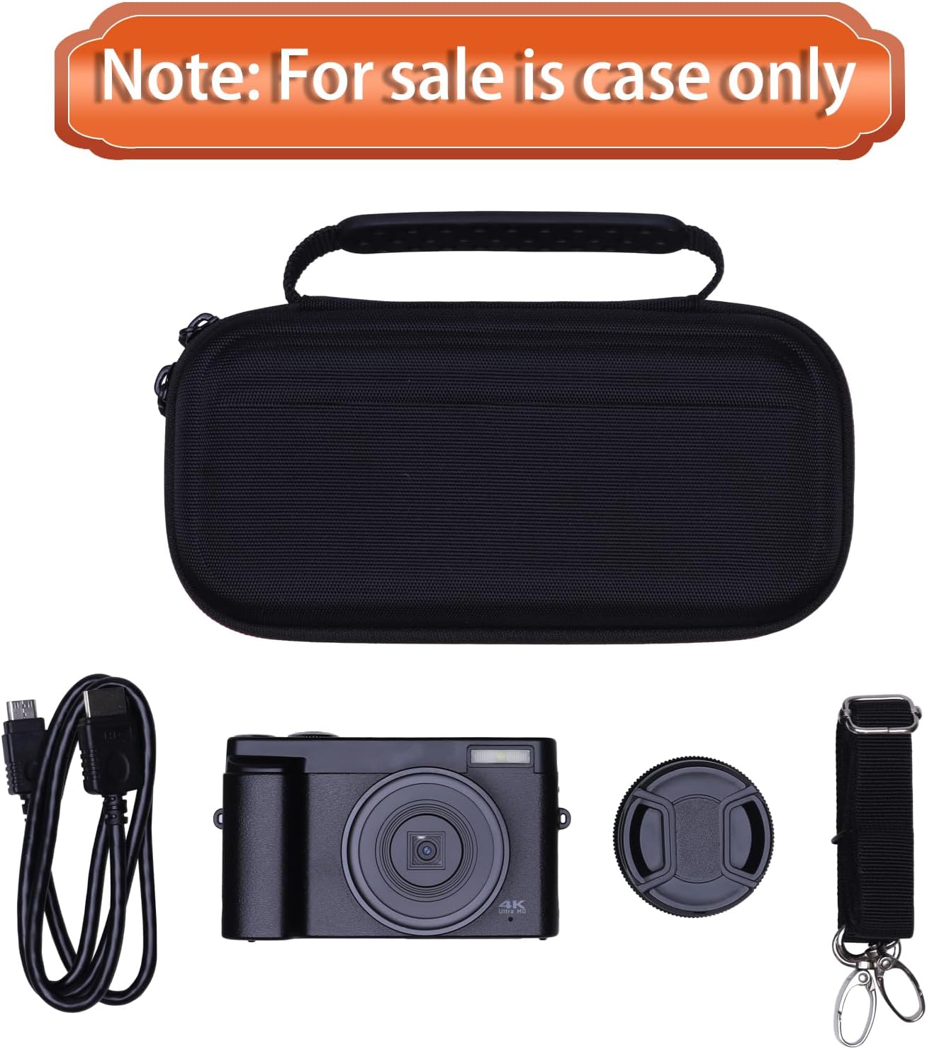 LTGEM Case Compatible with Gavonde/Duluvulu/Oiadek/AOREGRE/TEBNGIHNM/Zostuic/zheozeig 4K Digital Camera, Lens, Battery, Cable and Other Accessories with Shoulder Strap, Black-8