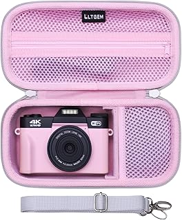 LTGEM Case Compatible with Gavonde/Duluvulu/Oiadek/AOREGRE/TEBNGIHNM/Zostuic/zheozeig 4K Digital Camera, Lens, Battery, Cable and Other Accessories with Shoulder Strap, Pink