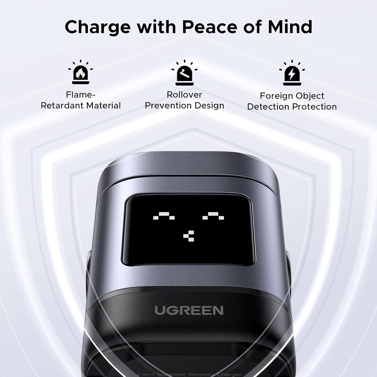 UGREEN Uno Qi2 Certified 15W Wireless Charger Stand, 2-in-1 Foldable Charging Station Compatible with iPhone 16/15/14/13/12 Series, AirPods 2/3/Pro (No AC Adapter)-4