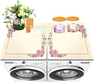 2 Pack Washer and Dryer Covers for the Top 25.6" x 23.6" Washer Dryer top Protector Mat Non-slip Waterproof Washing Machine Cover Washer Dryer Countertop for Home Kitchen Laundry