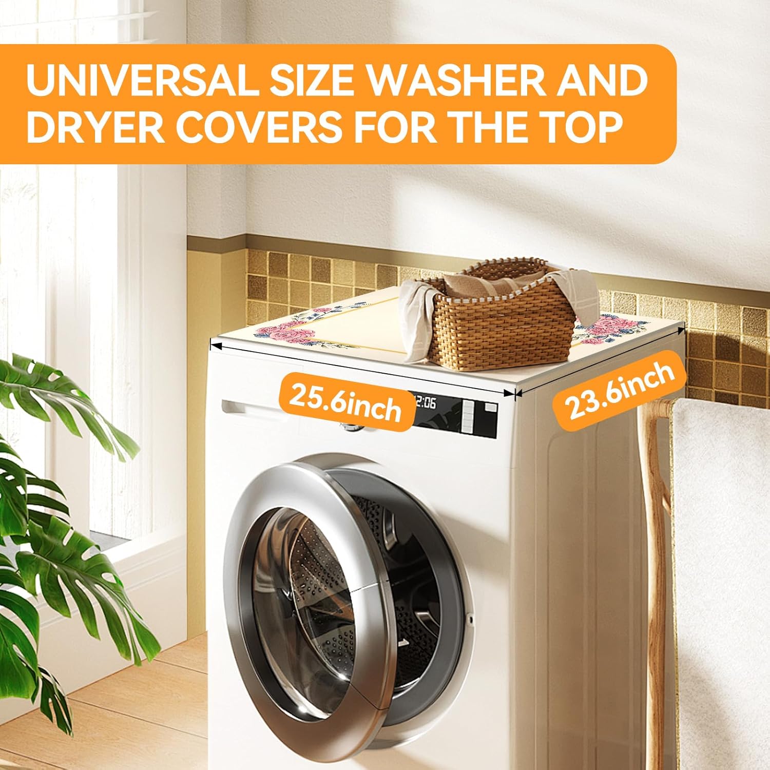 2 Pack Washer and Dryer Covers for the Top 25.6" x 23.6" Washer Dryer top Protector Mat Non-slip Waterproof Washing Machine Cover Washer Dryer Countertop for Home Kitchen Laundry-1