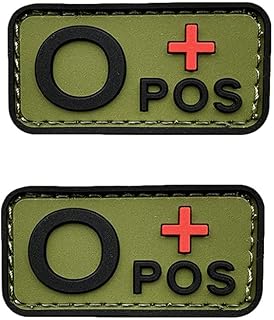 Ykonuyis 2pcs Hook Fastener Green O+ POS Positive Patch Blood Type Tactical Morale PVC Rubber Patches Badge for Caps Bags Backpacks Vest (Green O+ POS Positive)