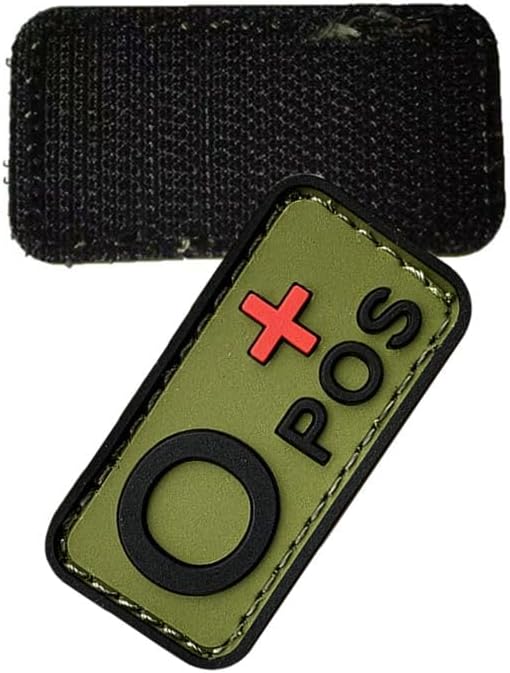 Ykonuyis 2pcs Hook Fastener Green O+ POS Positive Patch Blood Type Tactical Morale PVC Rubber Patches Badge for Caps Bags Backpacks Vest (Green O+ POS Positive)-2