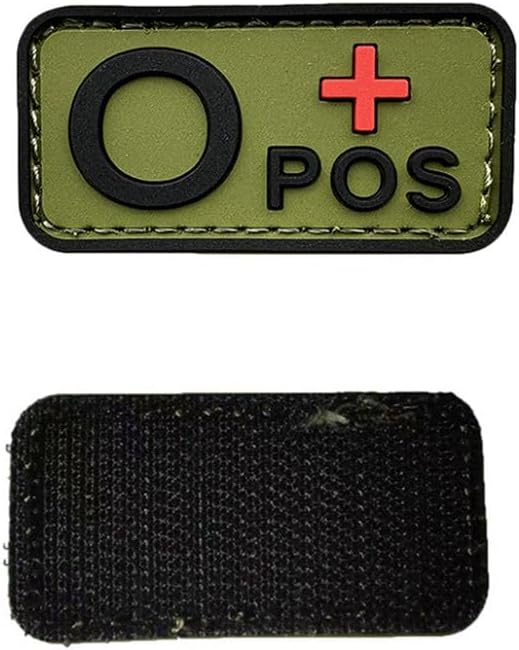 Ykonuyis 2pcs Hook Fastener Green O+ POS Positive Patch Blood Type Tactical Morale PVC Rubber Patches Badge for Caps Bags Backpacks Vest (Green O+ POS Positive)-3