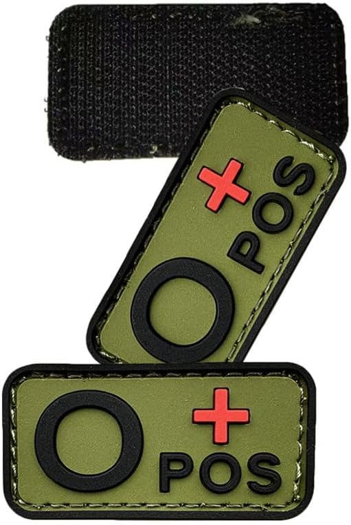 Ykonuyis 2pcs Hook Fastener Green O+ POS Positive Patch Blood Type Tactical Morale PVC Rubber Patches Badge for Caps Bags Backpacks Vest (Green O+ POS Positive)-4