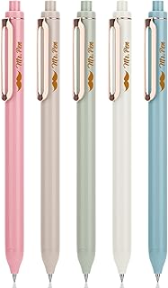 Mr. Pen- Retractable Gel Pens, 5 Pack, Black Ink Gel Pens Fine Point 0.5mm, Pastel Color Barrels with Gold Clips, Fast Dry, Retractable Pens, Gel Ink Pens, Aesthetic Pens for Journaling Fine Tip Pens