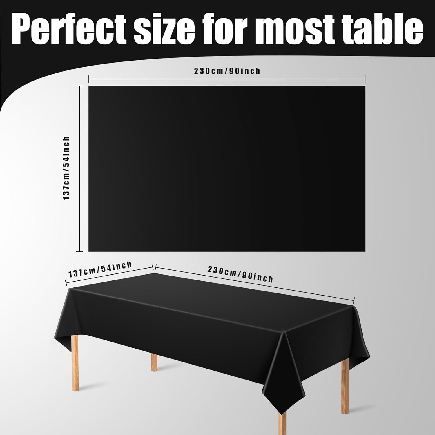 OHOME 4 Pack Plastic Table Cloth Disposable - Black Tablecloths - Black Plastic Tablecloth for 6 to 8 FT Rectangle Table - Black Birthday Decorations,Death to My 20s Decorations| Halloween Decorations-1