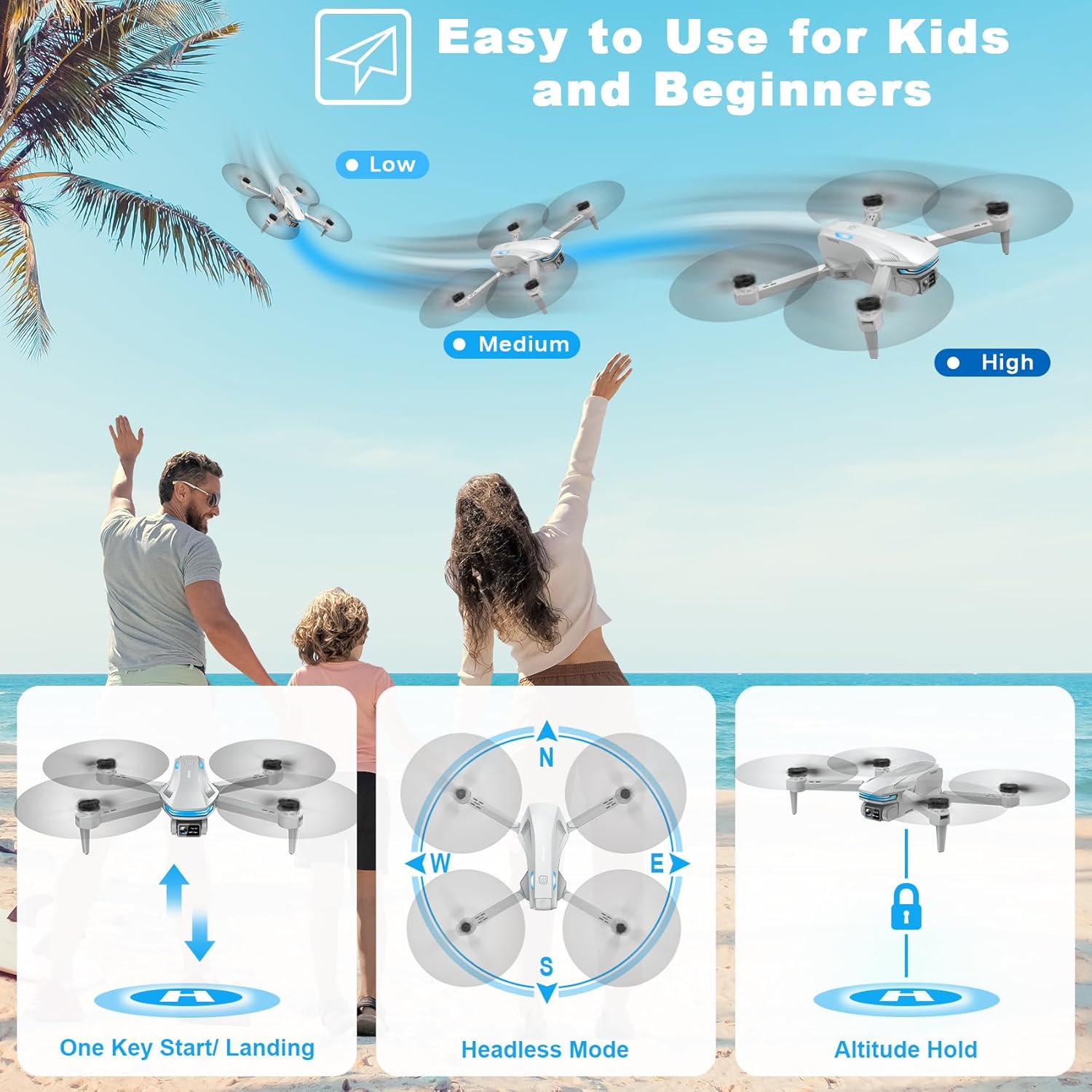 Drone with Camera for Adults, 1080P FPV Drones for kids Beginners with Upgrade Altitude Hold, Voice Control, Gestures Selfie, 90° Adjustable Lens, 3D Flips, 2 Batteries-2