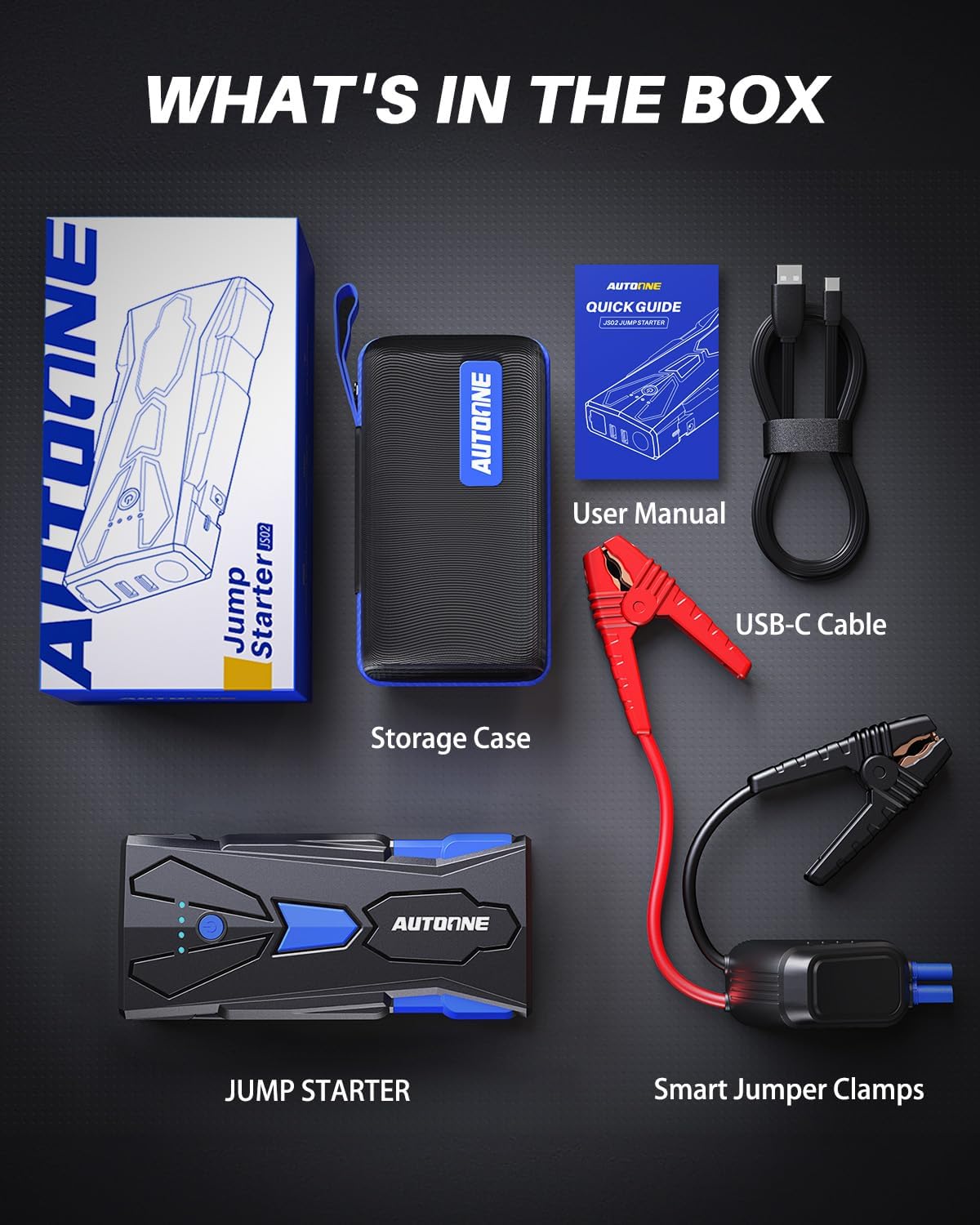 AUTOONE 6000A Car Battery Jump Starter Up to All Gas & 12L Diesel Engine, Car Battery Jumper Starter Portable 12V Jump Box with USB Output, Storage Case, LED Flashlight-7