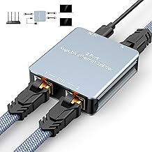 Snowkids Ethernet Splitter 1 to 2 High Speed 1000Mbps, Gigabit LAN Splitter with USB Power Cable, Network RJ45 Internet Adapter for Cat 5/6/7/8 Cable [2 Devices Simultaneous Networking]